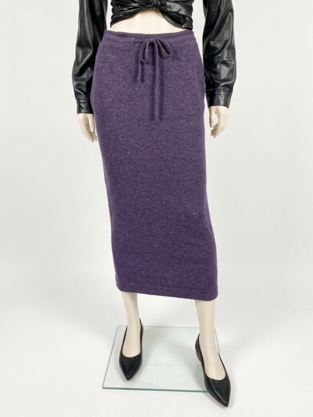 Black Goat 100% Cashmere Midi Pencil Skirt Purple Heather Small ECU